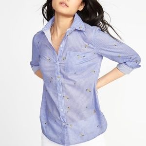 Old Navy Avocado & Pineapple Print Button-Down